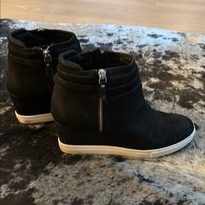 Paolo  Ankle Wedged Black Boots with White Soles Women Size 9